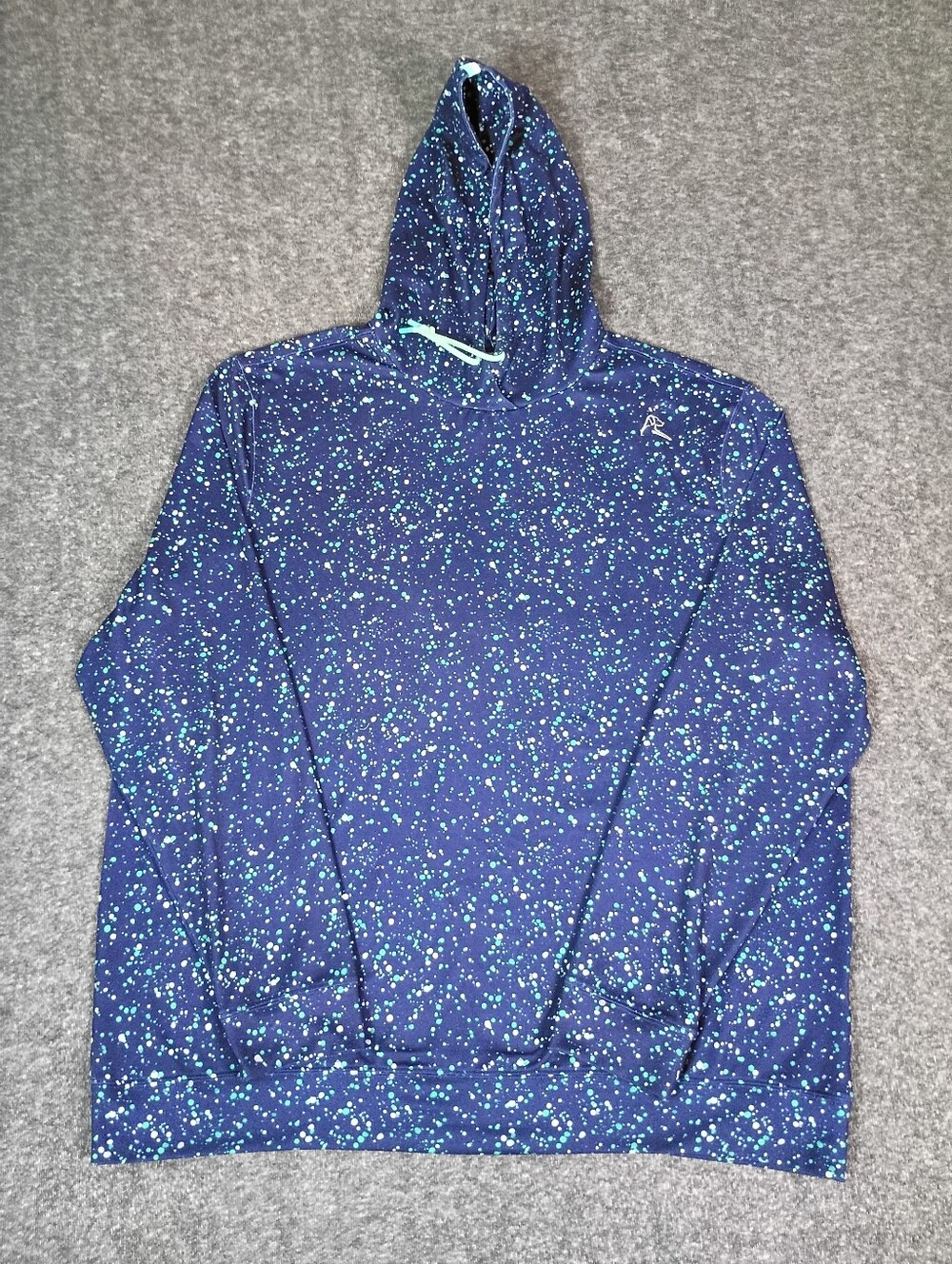 Rhoback The Bootleg Men’s 2XL Hoodie Navy Paint Splatter Polk Dot Green White